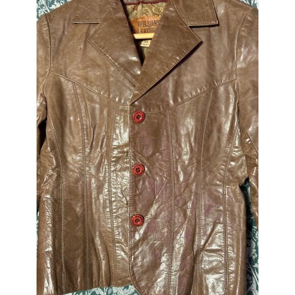 Vintage Brown Wilsons Leather 100% Leather Women's Fitted Maxima 1990s Y2K 1970s - Picture 3 of 16